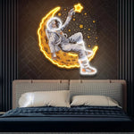 Astronaut on the Moon LED Graphic Acrylic Neon