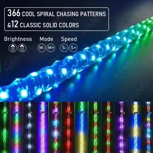 LED RGB Whip Lights (Single or Pair)