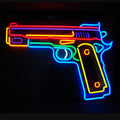 Custom Pistol Gun Game Glass Neon Light Sign Beer Bar